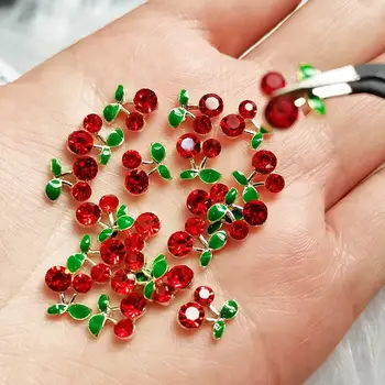 3D Вишневые Подвески для ногтей Cherry 3D Kawaii Nail-Подсолнух 20шт Вишневые Стразы Сочные вишневые подвески Kawaii блестящие Стразы для ногтей