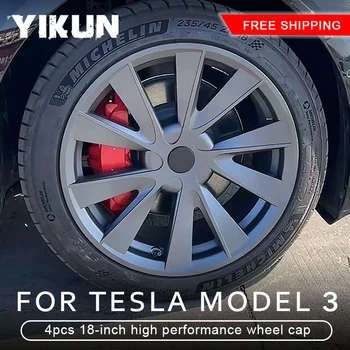 4ШТ Колпачок для автомобильных заменителей Колпачок для ступицы Полная крышка обода Аксессуары для Tesla Model 3 18-Дюймовые колпачки для колес 2018-2023