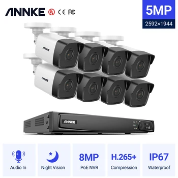 ANNKE 5MP FHD POE Система видеонаблюдения 8CH H.265 + 6MP NVR Рекордер 5MP Камеры Безопасности Аудиозапись 5MP PoE IP-камера