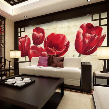 beibehang Пользовательские большие фресковые обои 3d красное перо красота ТВ фон стены гостиная спальня обои papel de parede