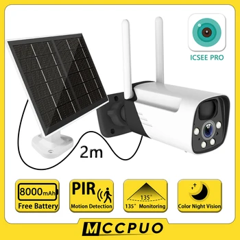 Mccpuo 5-Мегапиксельная Солнечная камера Наблюдения Солнечная панель с батареей 8000 мАч Cam Наружная Сигнализация движения PIR Беспроводная WiFi Камера iCSee