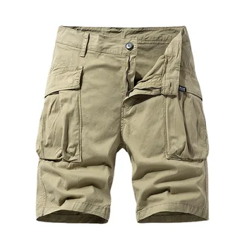 Весенние мужские шорты 2023 года с множеством карманов, Повседневная уличная одежда, Модные джинсы для пляжных брюк, мужская короткая одежда