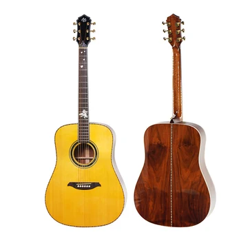 Гитара высокой конфигурации, накладка из розового дерева, инкрустация в виде ракушки, народные деревянные гитары