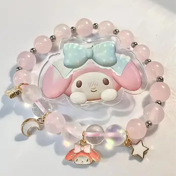 Кавайный браслет Sanrio My Melody, Женский браслет для небольшой группы, Розовый хрустальный браслет, подарок Подруге На день рождения