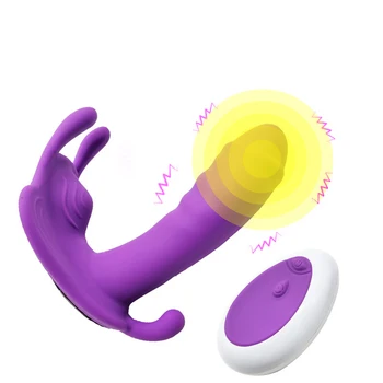 Мастурбатор Сексуальный Носимый Фаллоимитатор Вибратор G Spot Секс Игрушки для Женщин Стимулятор Клитора Трусики Бабочки Пенис Дистанционное Управление 18