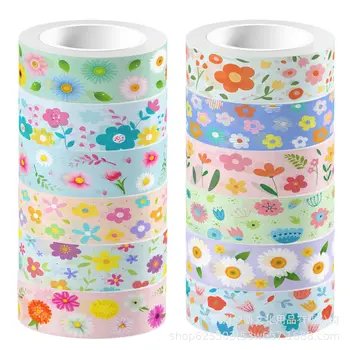 Цветы прозрачные цветочные весенние прозрачные роликовые наклейки и бумажная лента, декоративные наклейки из материала для ручной работы.
